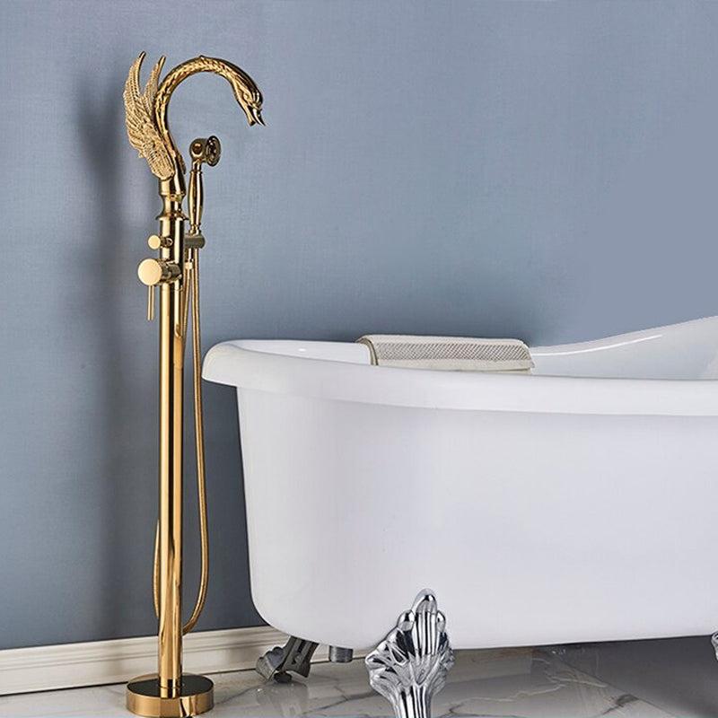 Robinet de baignoire sur pied en laiton en forme de cygne, mitigeur eau chaude et froide
