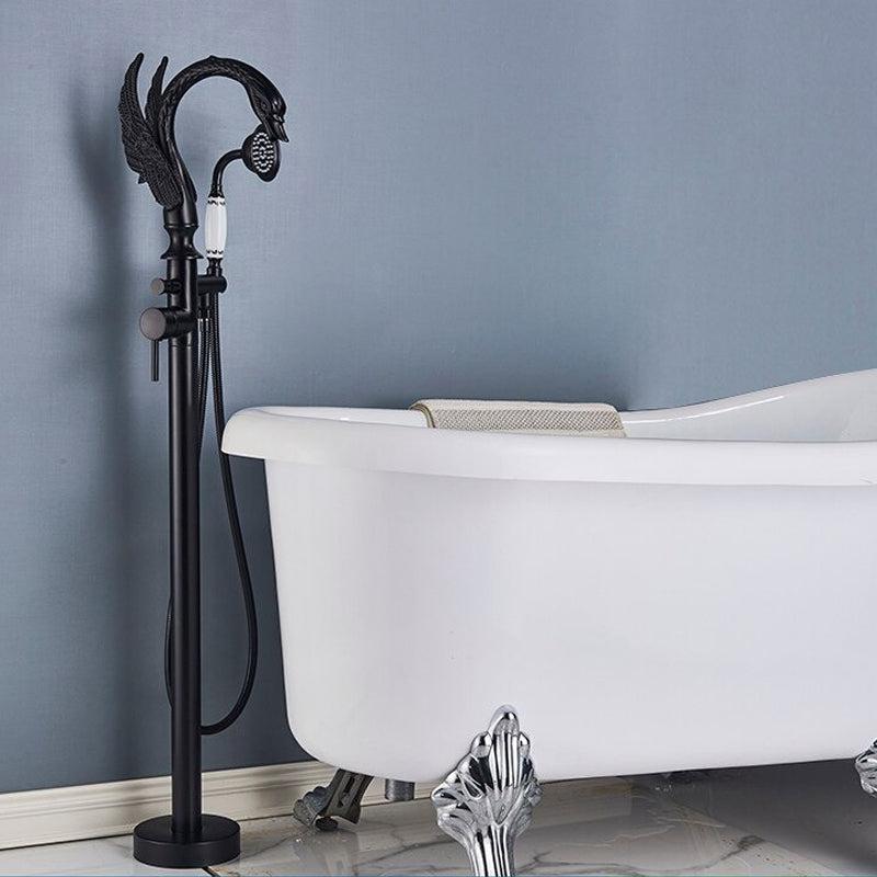 Robinet de baignoire sur pied en laiton en forme de cygne, mitigeur eau chaude et froide