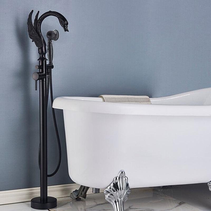 Robinet de baignoire sur pied en laiton en forme de cygne, mitigeur eau chaude et froide