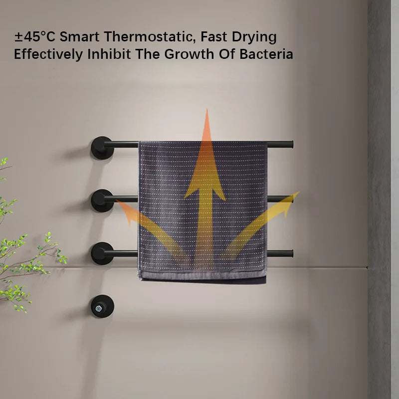 Sèche-serviettes électrique en acier inoxydable, porte-serviettes chauffant de salle de bains