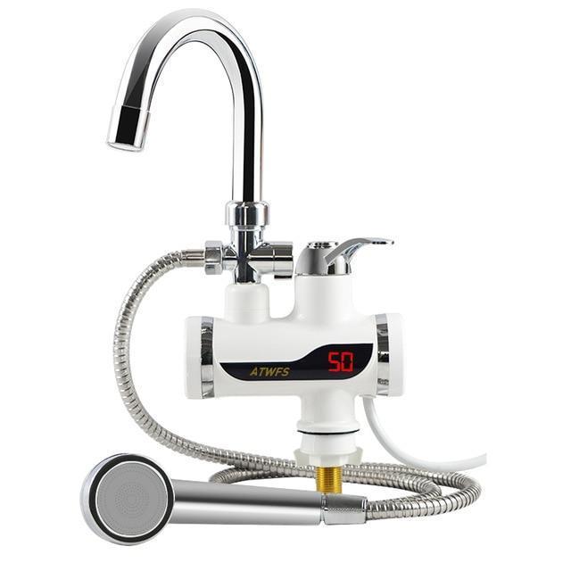 Chauffe-eau de douche instantané électrique avec commande numérique de la température et robinet