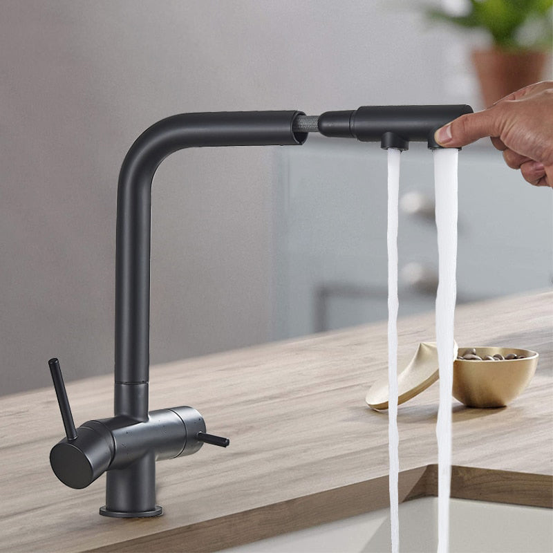 Robinet de cuisine filtrant avec rotation à 360 degrés, double pulvérisateur, robinet d’eau potable
