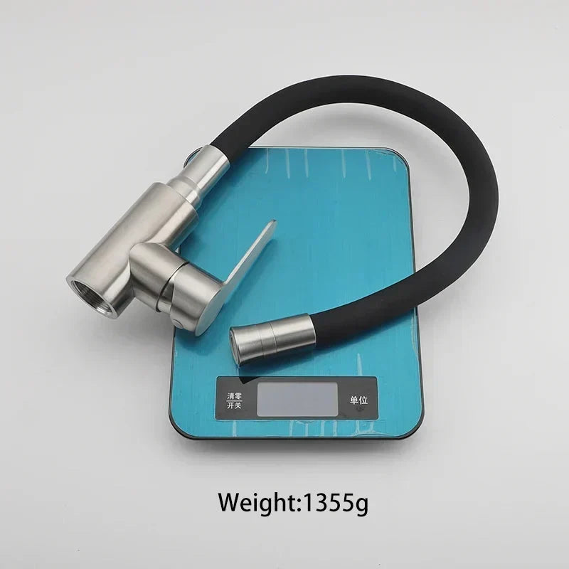 Robinet d'évier de cuisine en acier inoxydable avec flexible