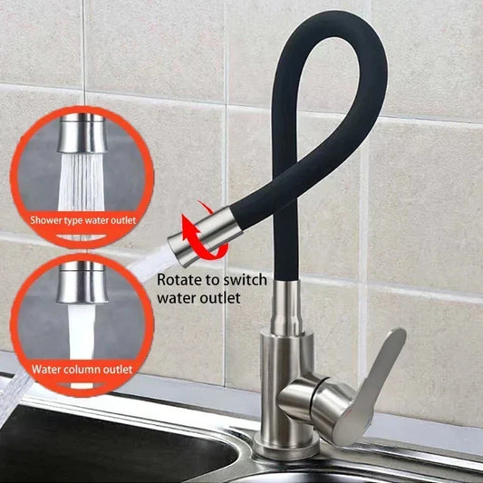 Robinet d'évier de cuisine en acier inoxydable avec flexible