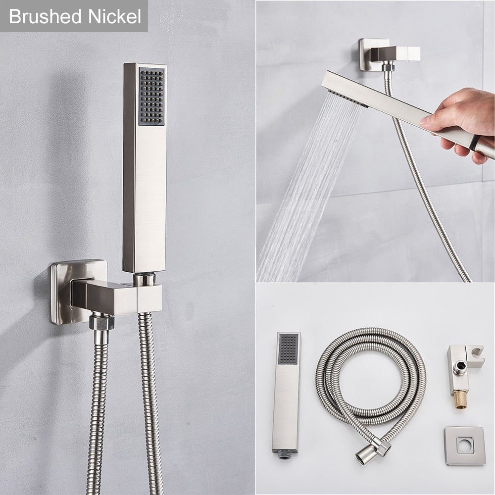 Douchette à main en acier inoxydable murale avec flexible