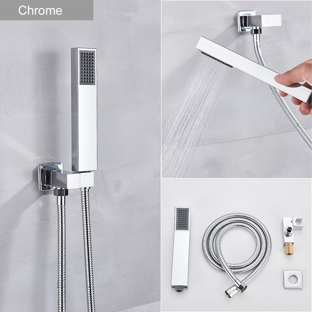 Douchette à main en acier inoxydable murale avec flexible