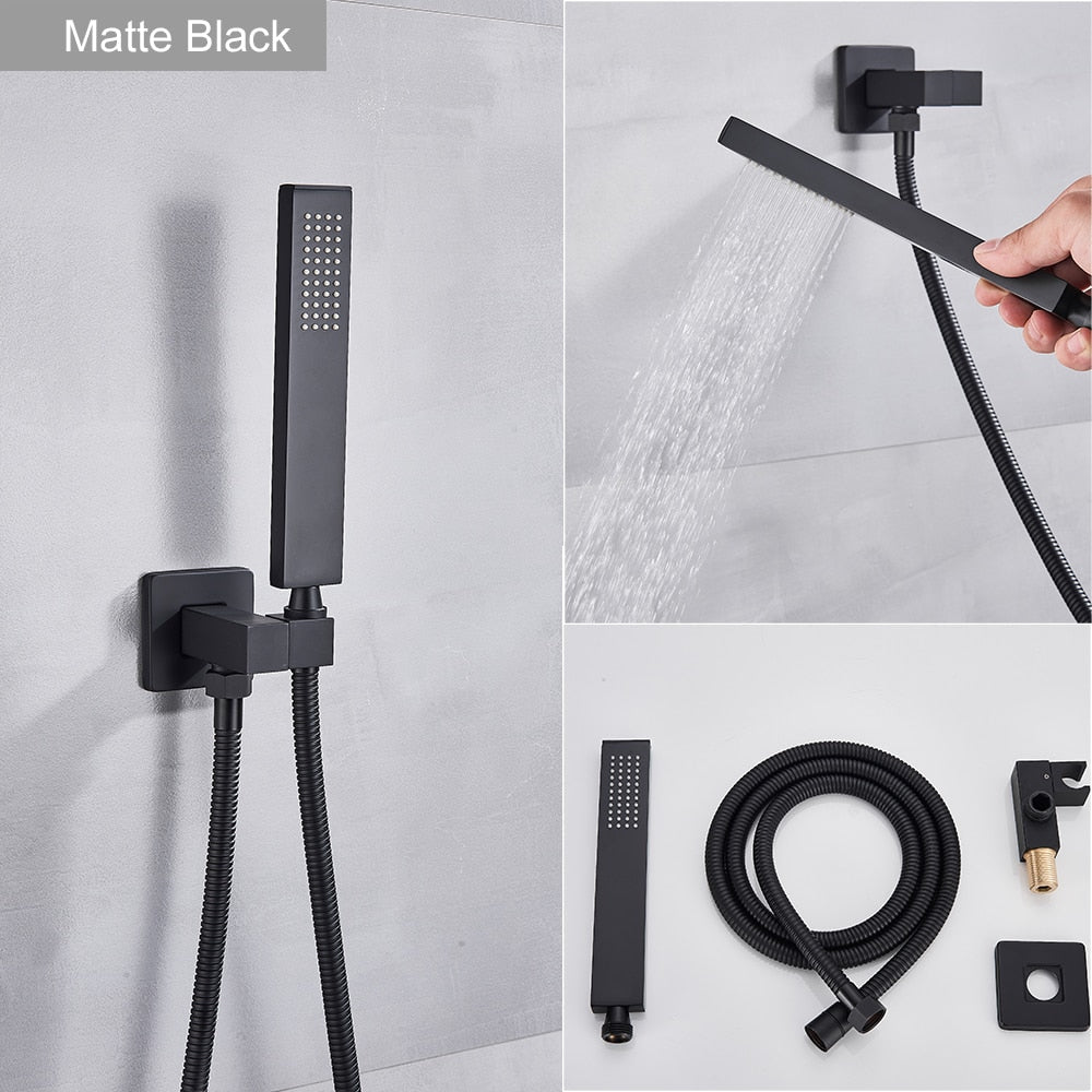 Douchette à main en acier inoxydable murale avec flexible