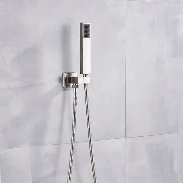 Douchette à main en acier inoxydable murale avec flexible