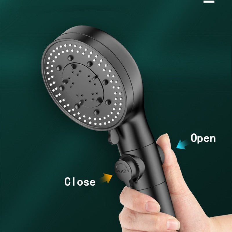 Pommeau de douche haute pression avec 5 modes de jet et bouton-poussoir marche-arrêt