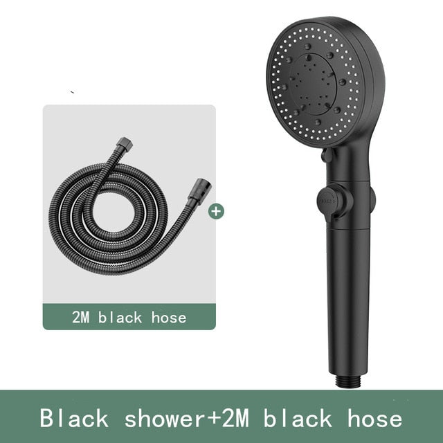 Pommeau de douche haute pression avec 5 modes de jet et bouton-poussoir marche-arrêt