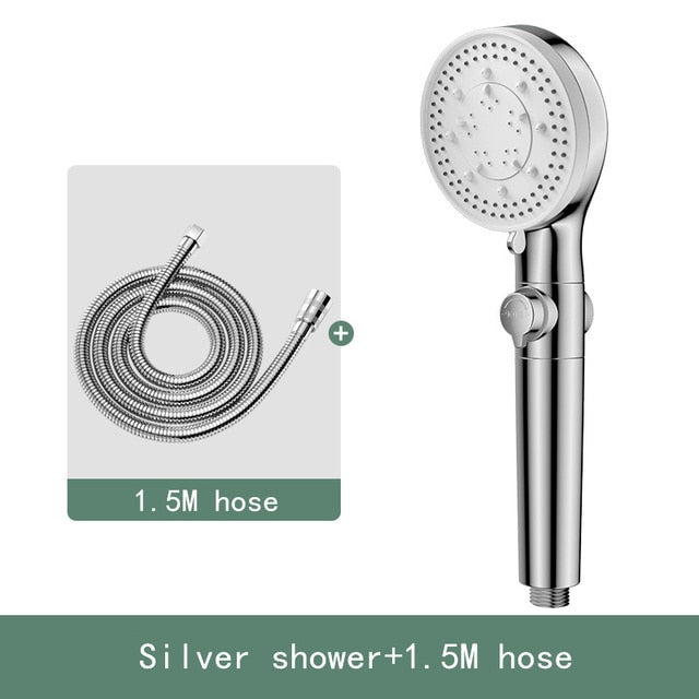 Pommeau de douche haute pression avec 5 modes de jet et bouton-poussoir marche-arrêt