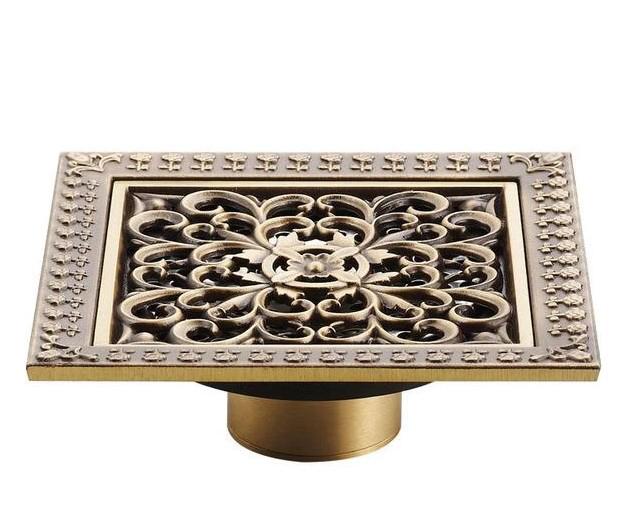 Grille de bonde de douche de sol en laiton antique Index Bath pour salle de bains, demi-pouce