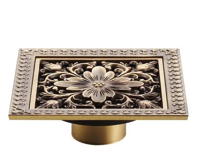 Grille de bonde de douche de sol en laiton antique Index Bath pour salle de bains, demi-pouce