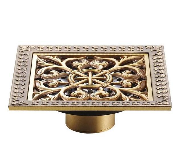Grille de bonde de douche de sol en laiton antique Index Bath pour salle de bains, demi-pouce