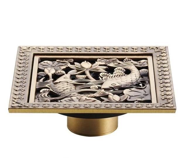 Grille de bonde de douche de sol en laiton antique Index Bath pour salle de bains, demi-pouce