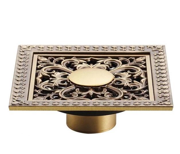Grille de bonde de douche de sol en laiton antique Index Bath pour salle de bains, demi-pouce