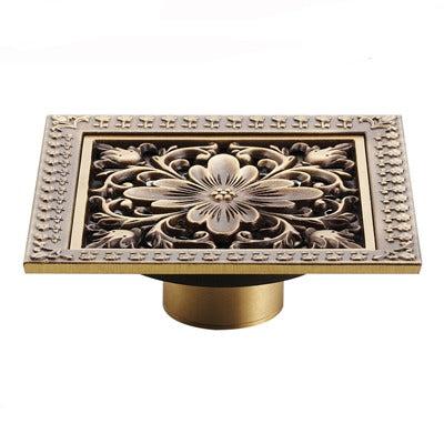 Grille de bonde de douche de sol en laiton antique Index Bath pour salle de bains, demi-pouce