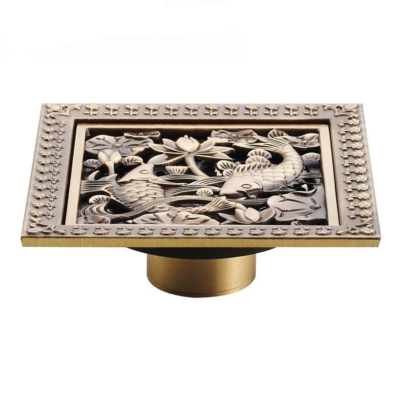 Grille de bonde de douche de sol en laiton antique Index Bath pour salle de bains, demi-pouce