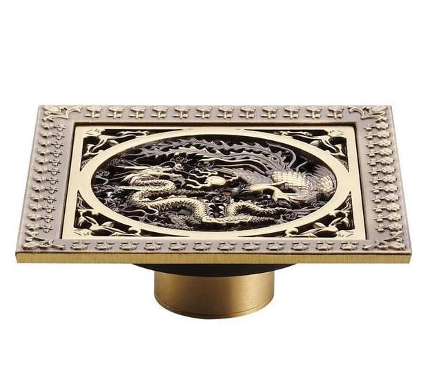 Grille de bonde de douche de sol en laiton antique Index Bath pour salle de bains, demi-pouce