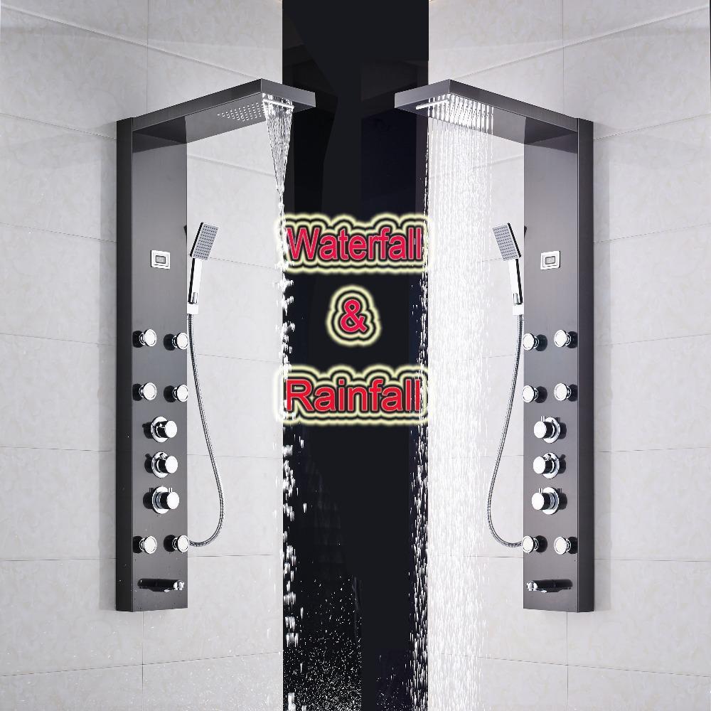 Panneau de douche Index Bath en acier inoxydable avec jets, mitigeur thermostatique et fonction pluie