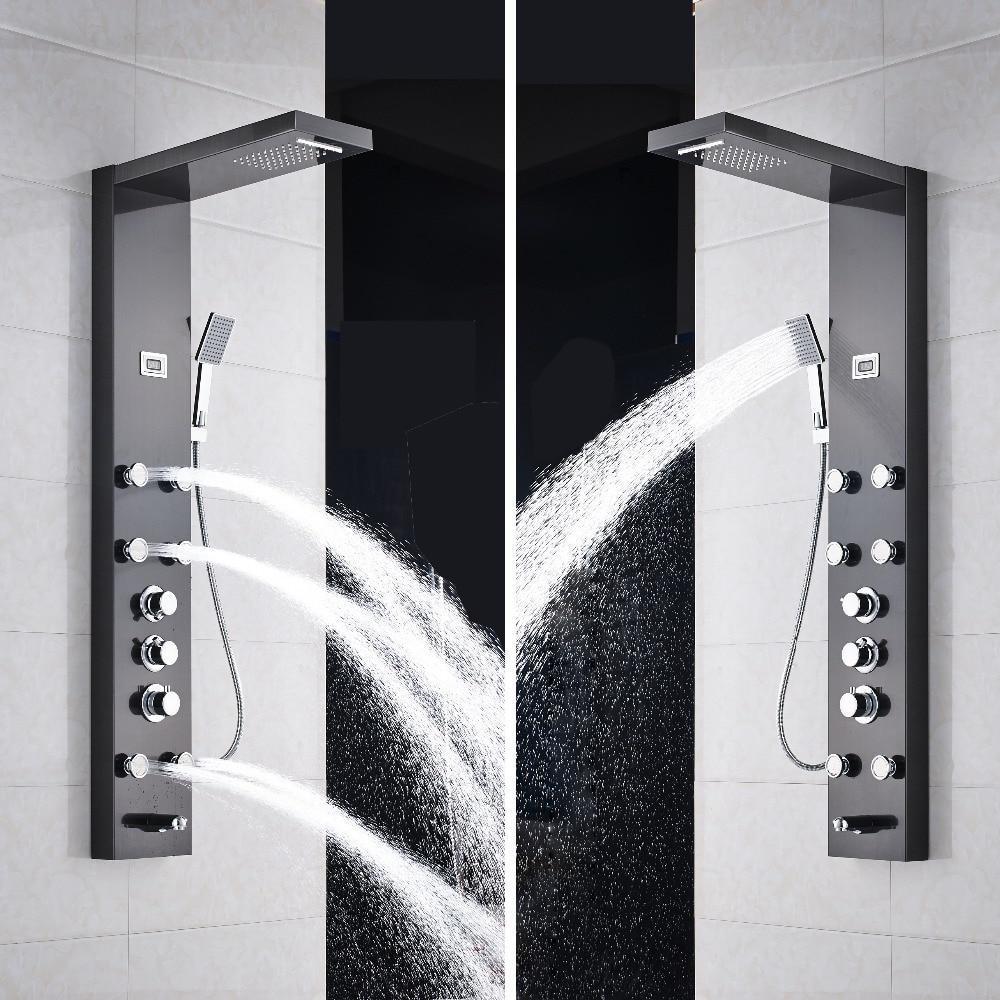 Panneau de douche Index Bath en acier inoxydable avec jets, mitigeur thermostatique et fonction pluie