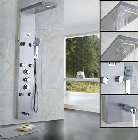 Panneau de douche Index Bath en acier inoxydable avec jets, mitigeur thermostatique et fonction pluie