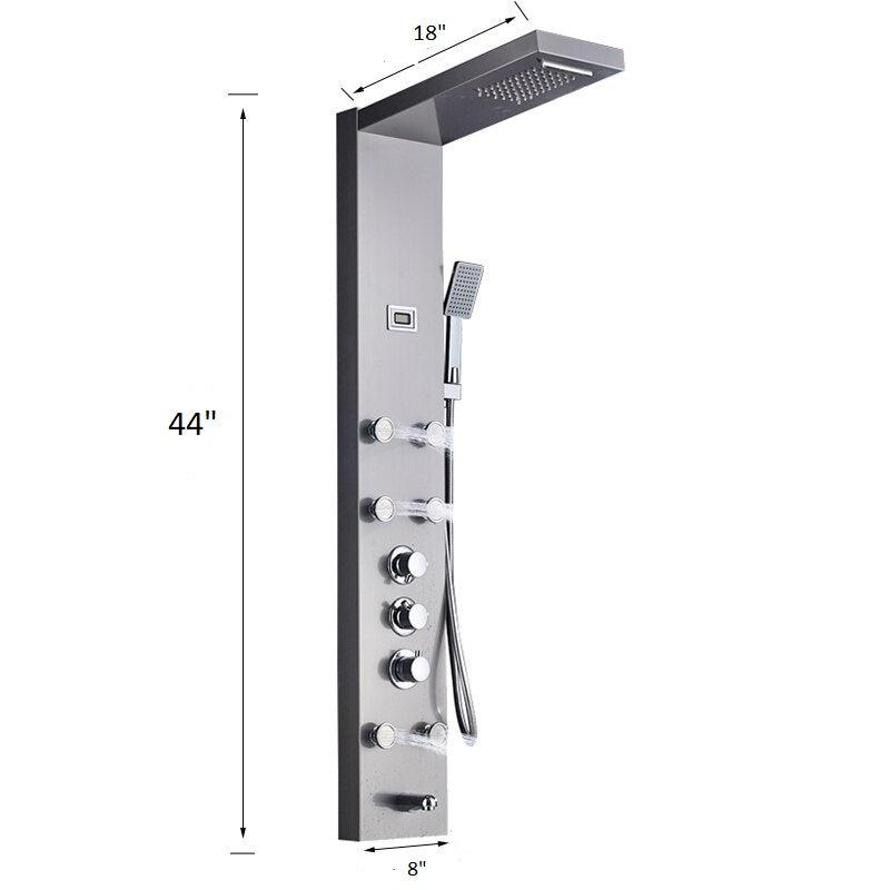 Panneau de douche Index Bath en acier inoxydable avec jets, mitigeur thermostatique et fonction pluie