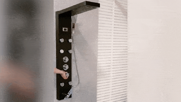 Panneau de douche Index Bath en acier inoxydable avec jets, mitigeur thermostatique et fonction pluie