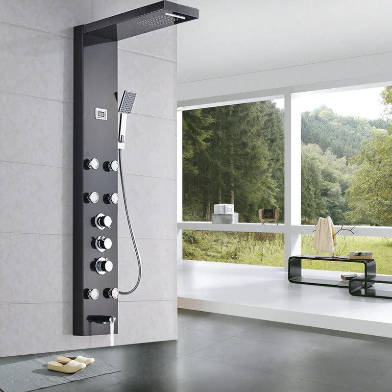 Panneau de douche Index Bath en acier inoxydable avec jets, mitigeur thermostatique et fonction pluie