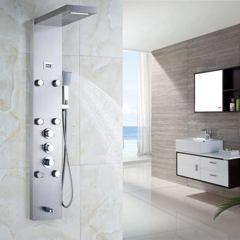 Panneau de douche Index Bath en acier inoxydable avec jets, mitigeur thermostatique et fonction pluie