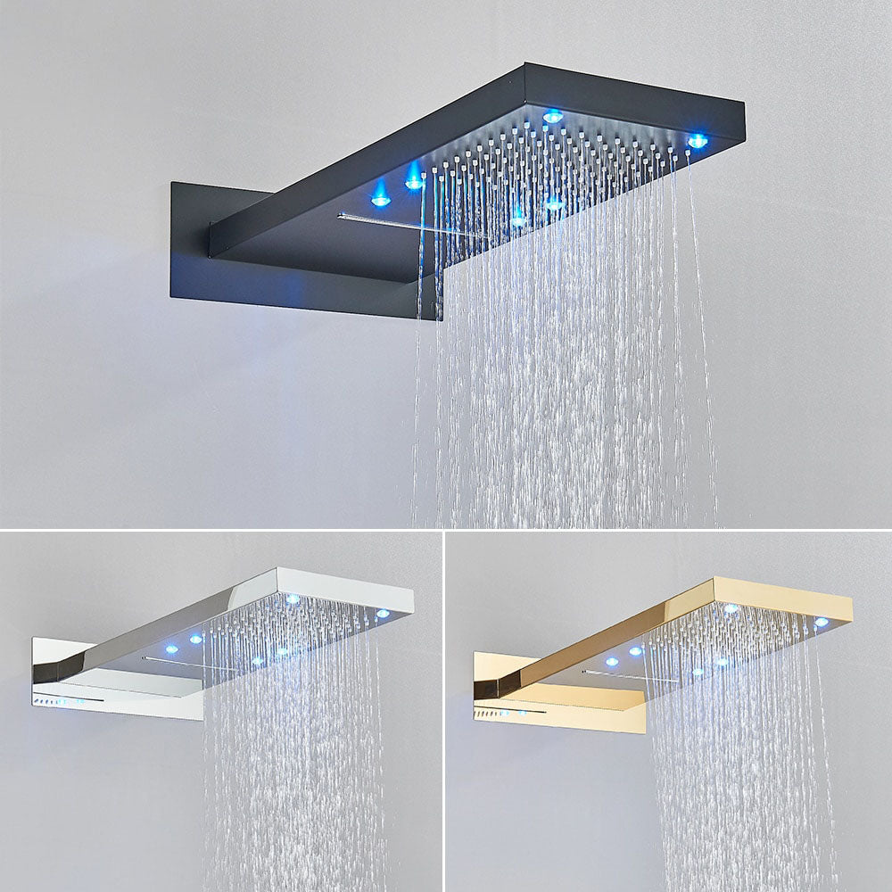 Pommeau de douche cascade LED Index Bath, mural, avec changement de couleur à 3 couleurs