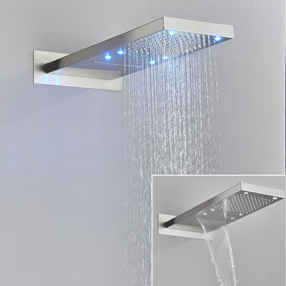 Pommeau de douche cascade LED Index Bath, mural, avec changement de couleur à 3 couleurs