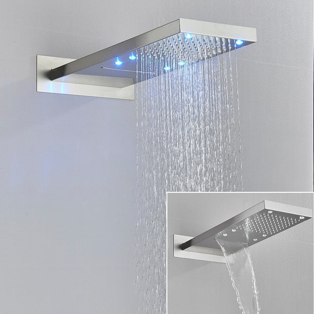 Pommeau de douche cascade LED Index Bath, mural, avec changement de couleur à 3 couleurs