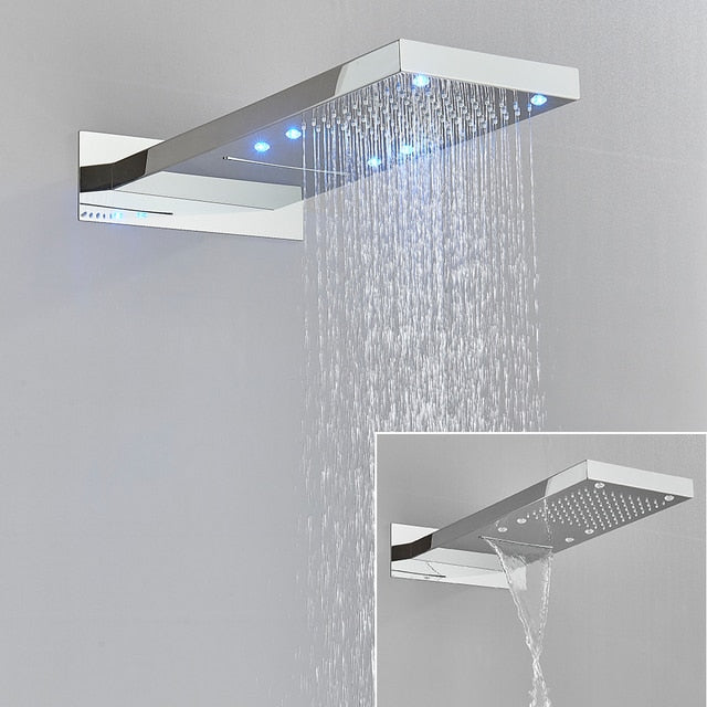 Pommeau de douche cascade LED Index Bath, mural, avec changement de couleur à 3 couleurs