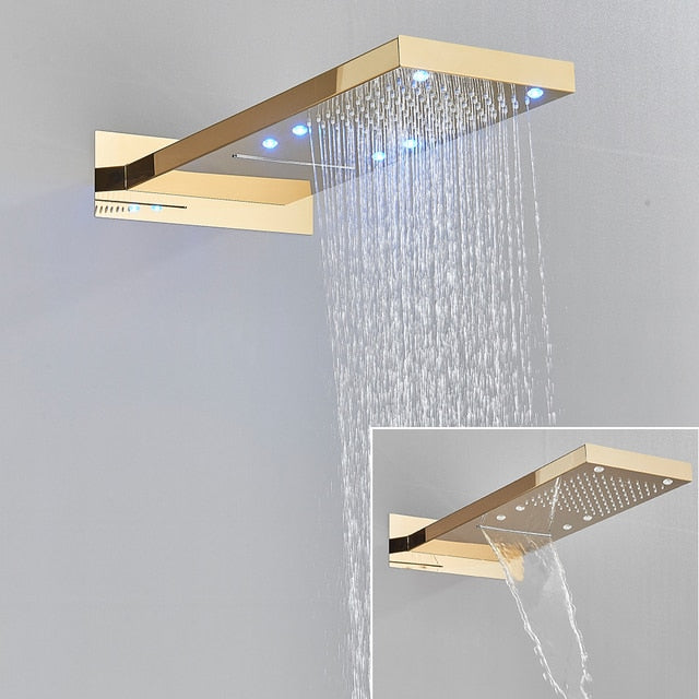 Pommeau de douche cascade LED Index Bath, mural, avec changement de couleur à 3 couleurs