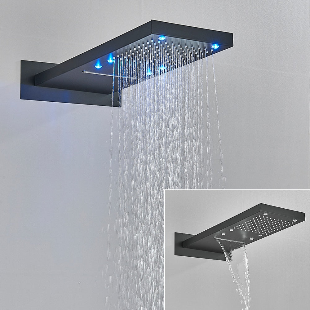 Pommeau de douche cascade LED Index Bath, mural, avec changement de couleur à 3 couleurs