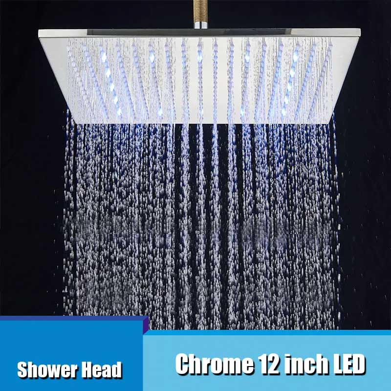 Pommeau de douche pluie LED Index Bath avec changement de température et douchette supérieure