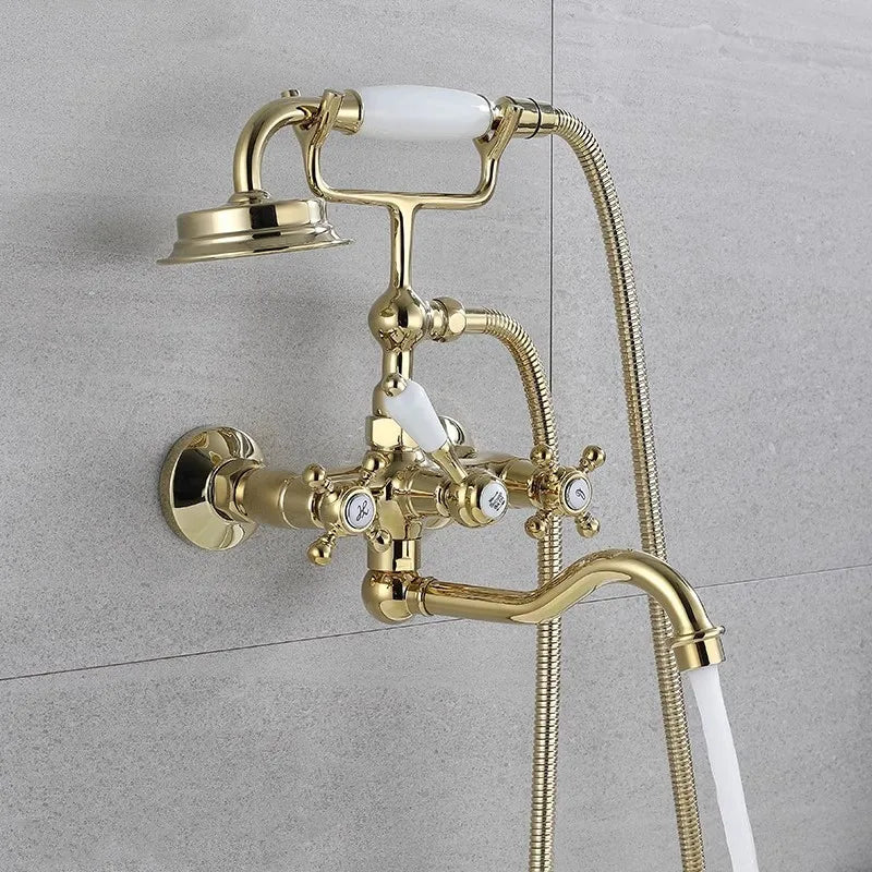 Robinet mitigeur de baignoire de luxe en laiton avec douchette
