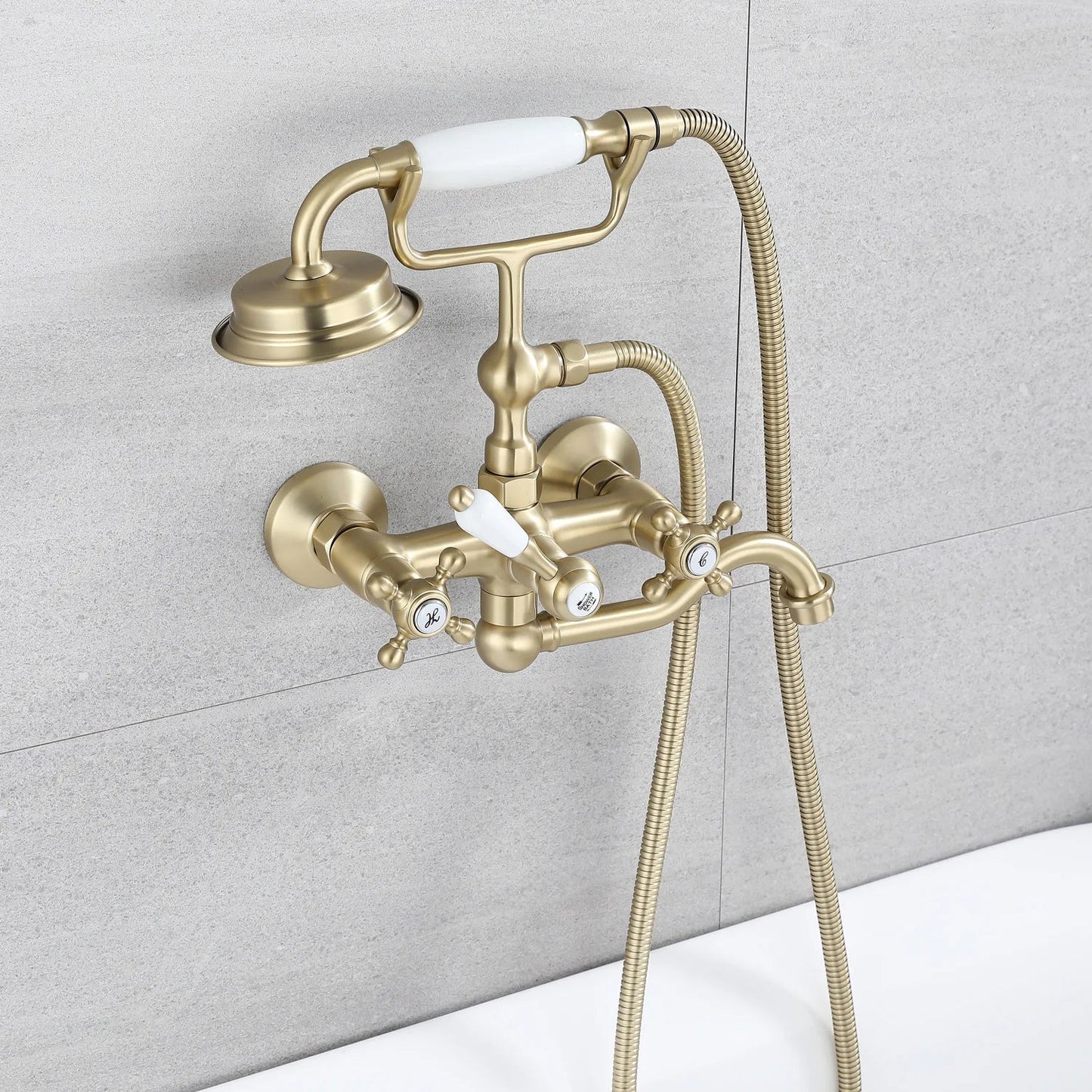 Robinet mitigeur de baignoire de luxe en laiton avec douchette