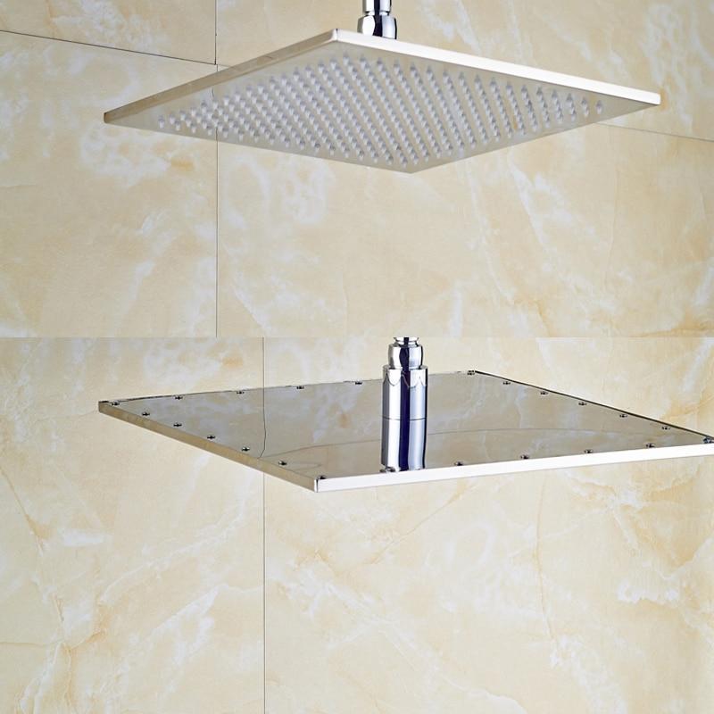 Pommeau de douche pluie carré multicolore en acier inoxydable avec éclairage LED