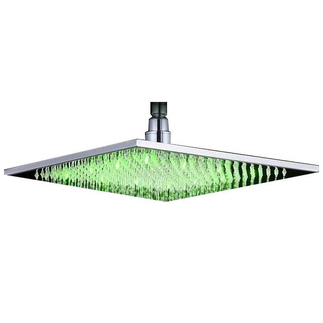 Pommeau de douche pluie carré multicolore en acier inoxydable avec éclairage LED
