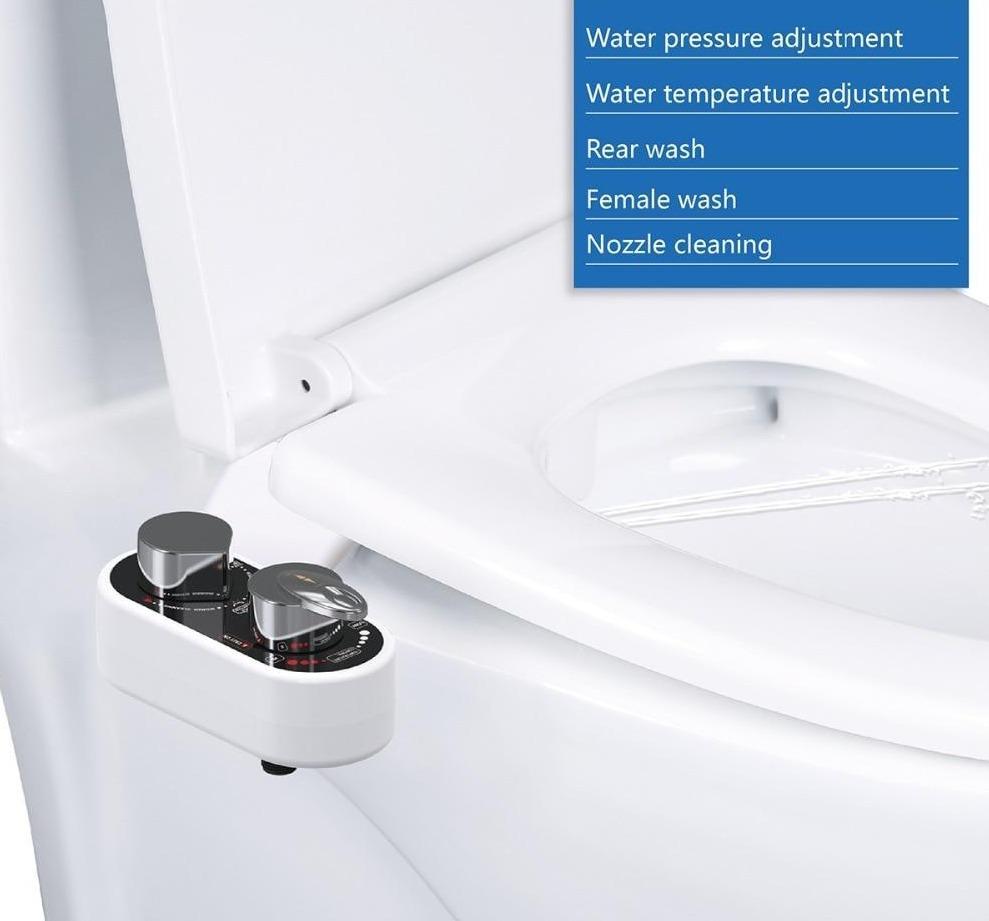 Kit de bidet portable pour abattant de toilettes, sans électricité, avec eau fraîche et double buse