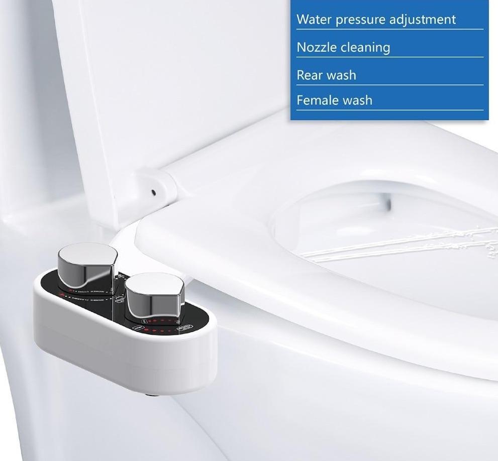 Kit de bidet portable pour abattant de toilettes, sans électricité, avec eau fraîche et double buse