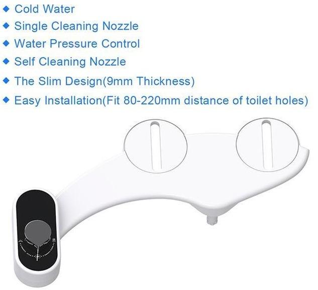 Kit de bidet portable pour abattant de toilettes, sans électricité, avec eau fraîche et double buse