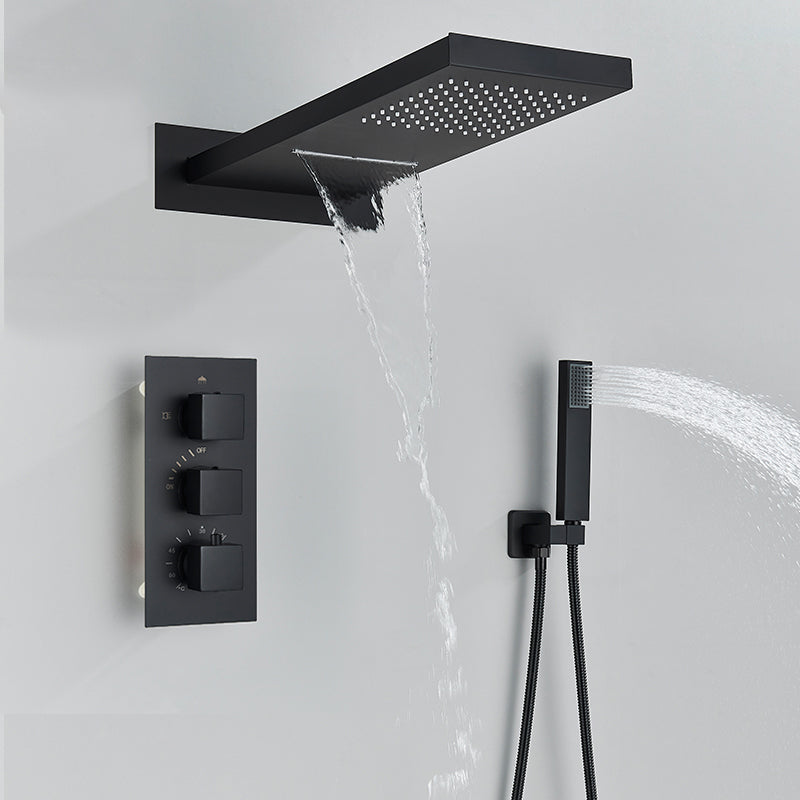 Pommeau de douche pluie cascade avec mitigeur thermostatique à trois voies pour salle de bains
