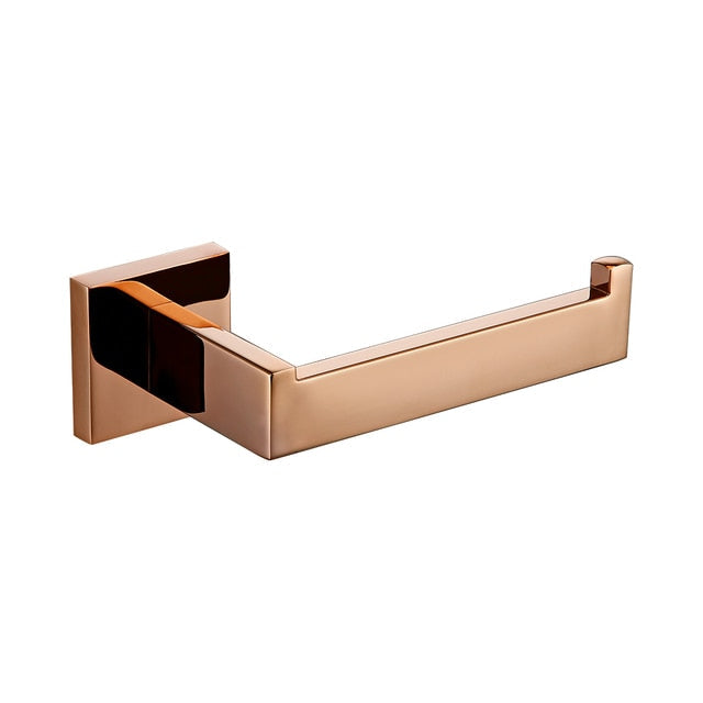 Ensemble d'accessoires de salle de bains moderne en or rose avec porte-papier toilette et crochet pour peignoir