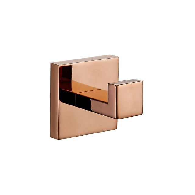 Ensemble d'accessoires de salle de bains moderne en or rose avec porte-papier toilette et crochet pour peignoir