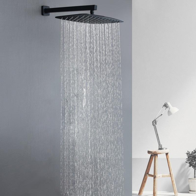 Pommeau de douche pluie rond et carré ultrafin Index Bath, accessoire moderne pour salle de bains