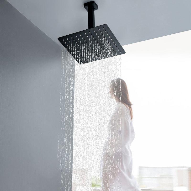 Pommeau de douche pluie rond et carré ultrafin Index Bath, accessoire moderne pour salle de bains