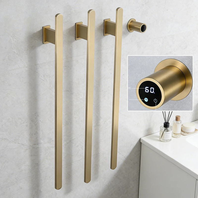 Porte-serviettes chauffant électrique intelligent à 3 barres, en acier inoxydable